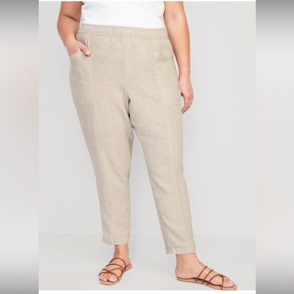 Old Navy Women’s High-Waisted Cropped Linen-Blend Tapered Pants, Size 2X, NWT - Picture 1 of 6